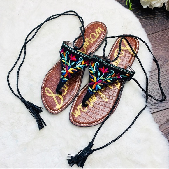 Sam Edelman Shoes - Sam Edelman Wrap Lace Up Embroidered Geri2 Sandals